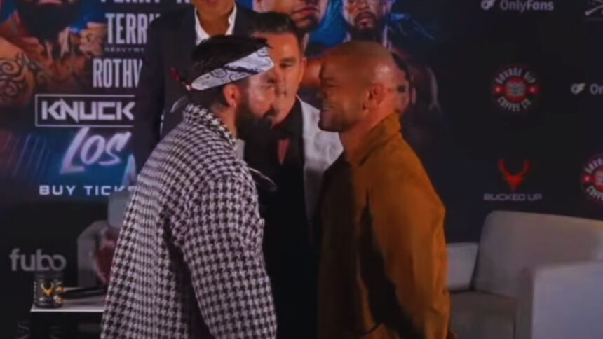 BKFC Knucklemania 4 staredowns: Mike Perry mean-mugs Thiago Alves