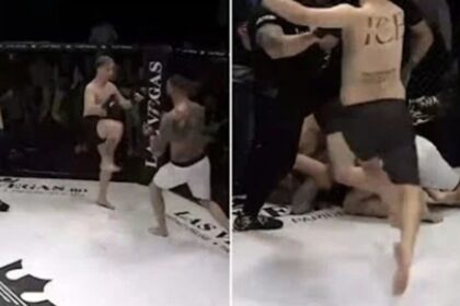Chaos Unleashed: Referee KO's Fighter in Bonkers 2v1 MMA Match Amid Butt-Kicking Rampage